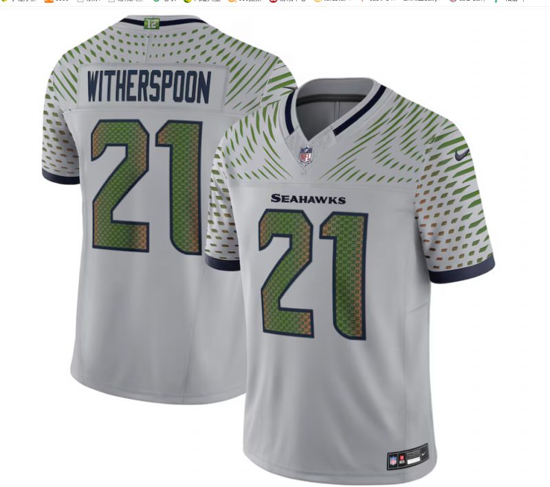 Men 2025 Seattle Seahawks #21 Witherspoon grey 5th generation Throwback Nike Limited NFL Jersey style 05